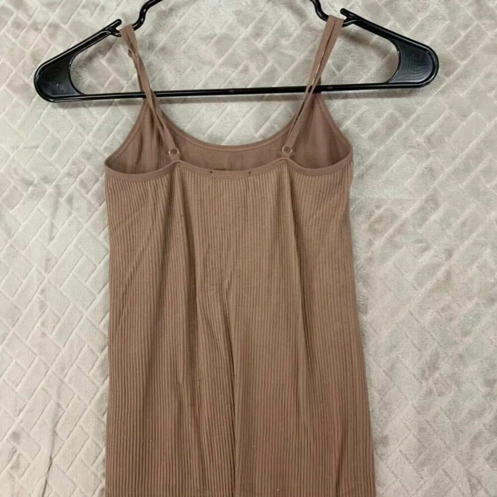 Popular 21 Womans Small Jumpsuit Brown Ribbed Sleeveless Adjustable Stretch - Picture 12 of 14